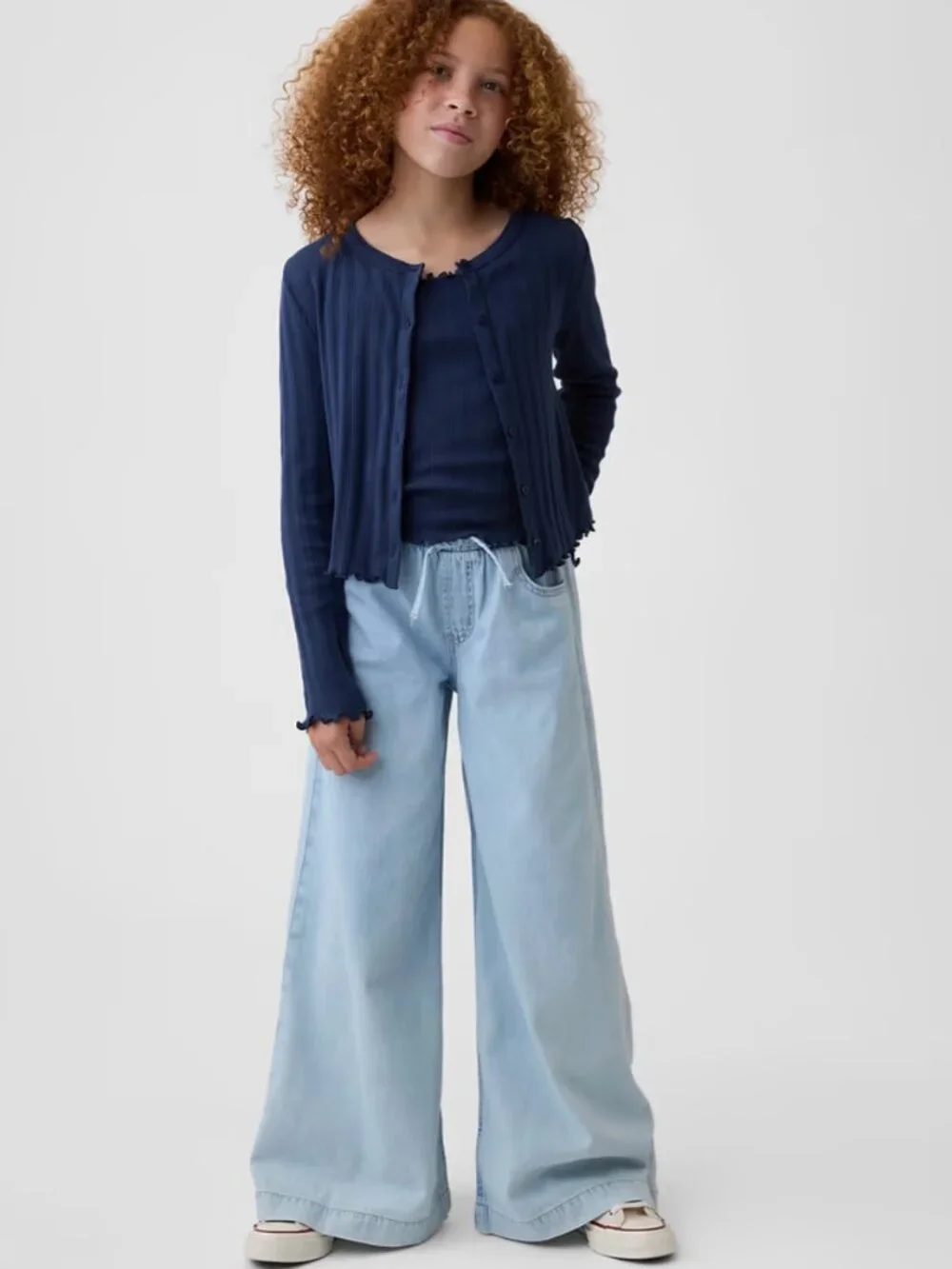 GAP Light Blue Wide Leg Baggy Pull On Jeans with Elastic Waistband Size M
